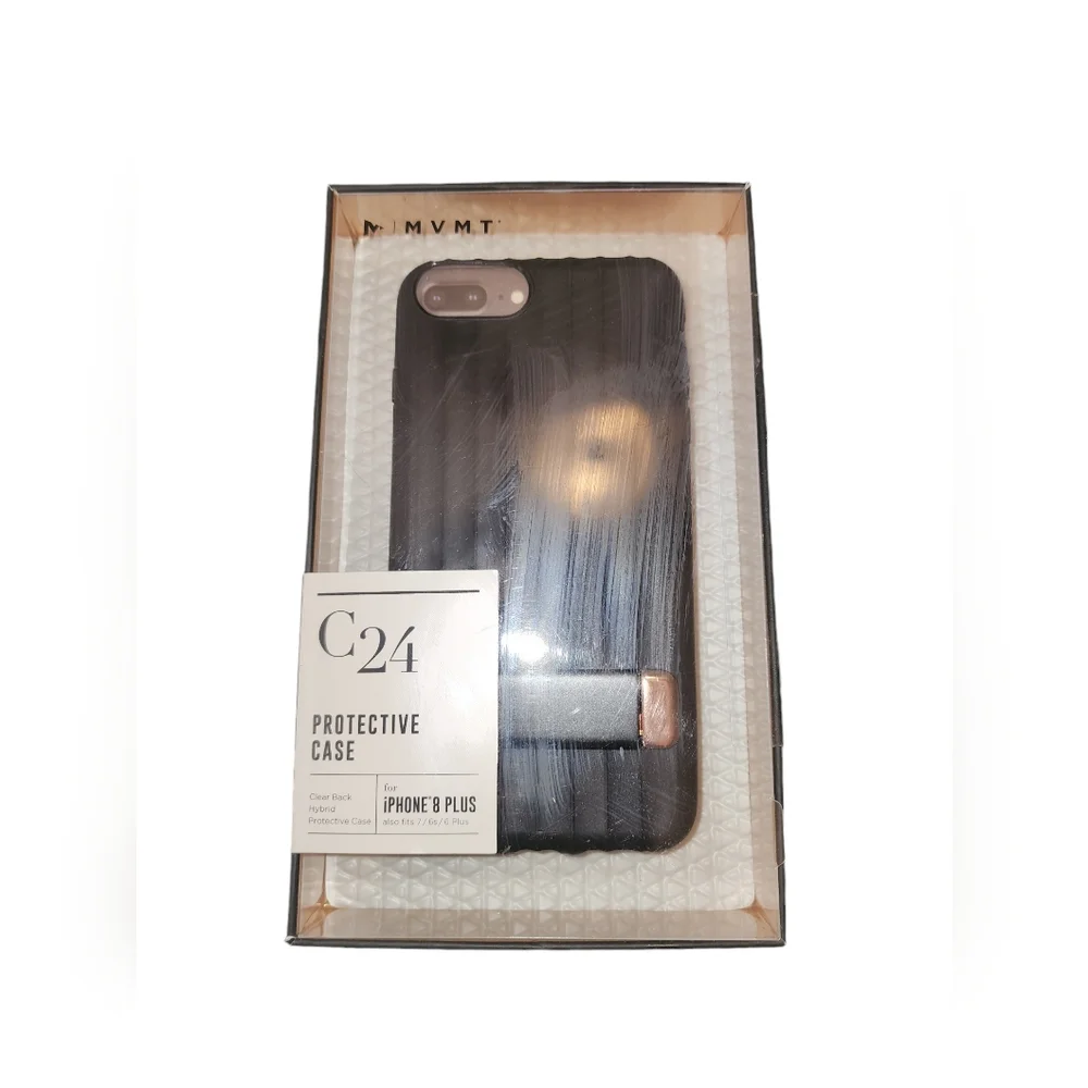 NWT MVMT C24 iPHONE 8 Plus/7/6s/6 Plus Clear Black Hybrid Protective Phone Case‎